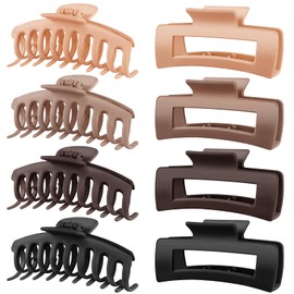 TOCESS TOCESS 8 Pack Neutral Big Hair Claw Clips for Women Large Claw Clip for Thin Thick Curly Hair 90's Strong Hold 4.33 Inch Nonslip Matte Hair Clips