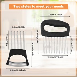 2 Pcs Onion Holder for Slicing Stainless Steel Onion Cchopper 16 Long Needles & 10 Long Needles Vegetable Chopper Cutter Kitchen Appliance Gadget Utensils for Vegetable, Fruit, Potato, Tomatoes, Meat