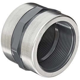 Spears 830-SR Series PVC Pipe Fitting, Coupling, Schedule 80, Gray, 1-1/4" Stainless Steel Reinforced NPT Female