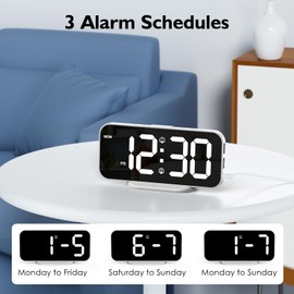 HOMVILLA Wecker, LED Digital Wecker mit Großem Spiegel, Stromversorgung über Elektrisches USB-Kabel, Dimmbare Digitaler Wecker mit Schlummerfunktion, 12/24 Stunden, Dual-Alarme, 2 Anschlüsse