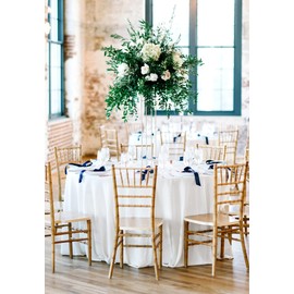 8 Pack White Round Tablecloth 120 Inch Circle Polyester Table Cloth, Washable Fabric Stain and Wrinkle Resistant Table Covers Round Tableclothes for Wedding Parties Banquet Reception Dining