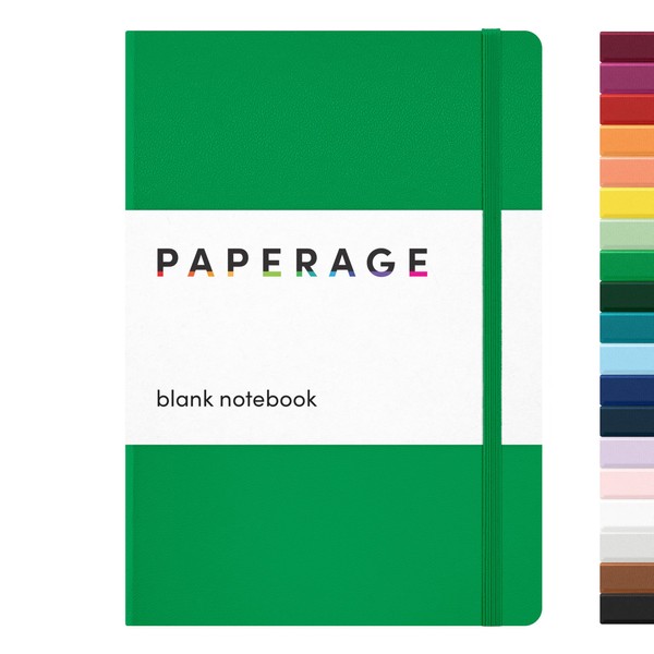 PAPERAGE Blank Journal Notebook, (Green), 160 Pages, Medium 5.7 inches