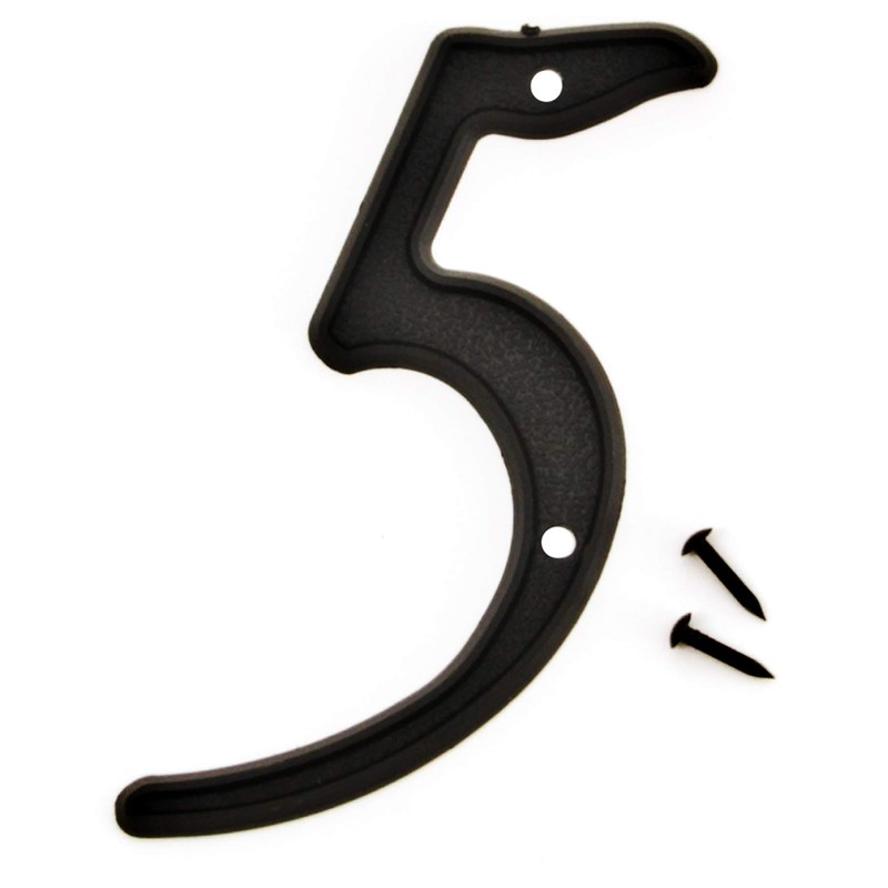 Hy-Ko 4” Classic Black Reflective Plastic House Number, Modern Raised