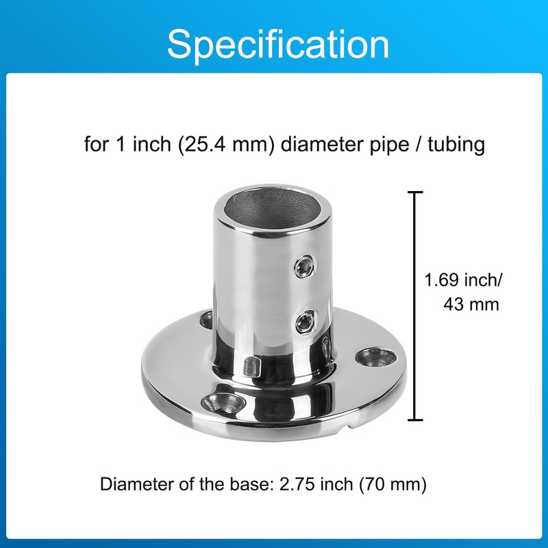 ODYSUNRAL Marine Grade Boat Hand Rail Base, Heavy Duty 316