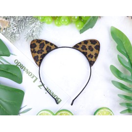 Leopard Grain Cat Ears Headband Brown