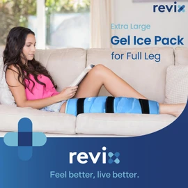 REVIX Full Leg Ice Pack Wrap Around Entire Leg, Reusable Gel Cold Wrap for Hip, Thigh and Knee, Soft Cold Compress Ice Pack Sleeve with 3 Straps