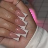 24Pcs Press on Nails - French Tip False Nails Long
