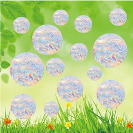 48PCS Round Window Stickers Prevent Birds from Hitting Windows, Bird Anti-Collision Window Stickers Rainbow Sun Catcher Stickers No Glue Required, Non-Adhesive Reusable Vinyl