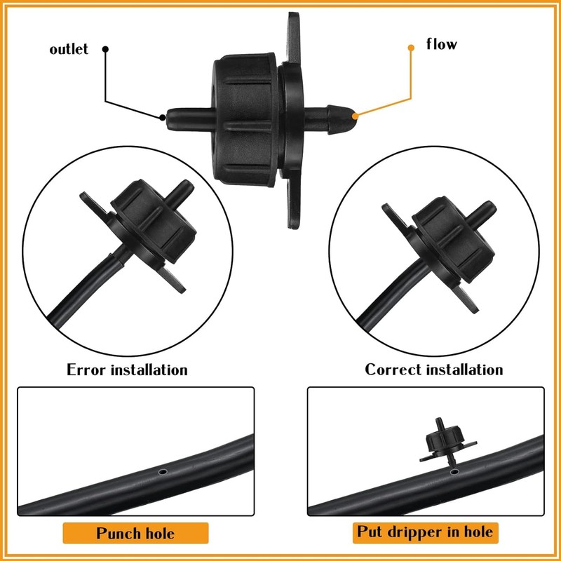 Hydrogarden Pack of 50 Micro-Drip System Series Dripper Pressure Regulating