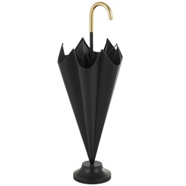 Deco 79 Metal Umbrella Stand with Gold Handle and Ball Details, 10" x 10" x 29", Black