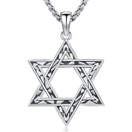 DRINSPER Star of David Necklace for Women Men 925 Sterling Silver Jewish Star Necklace Pendant Jewelry Religious Gifts