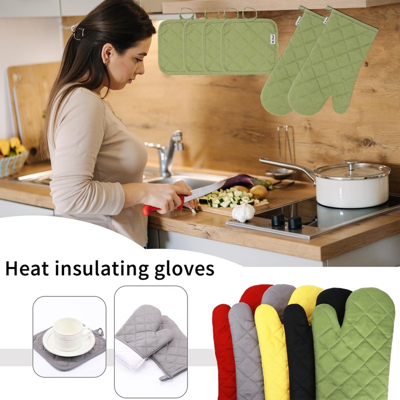 Win Change Oven Mitts and Pot Holders Sets,6 Pcs Oven