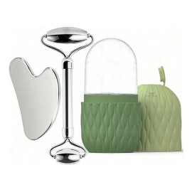 Rodillo De Hielo, Gua Sha Y Rodillo Facialreutilizable Color Verde