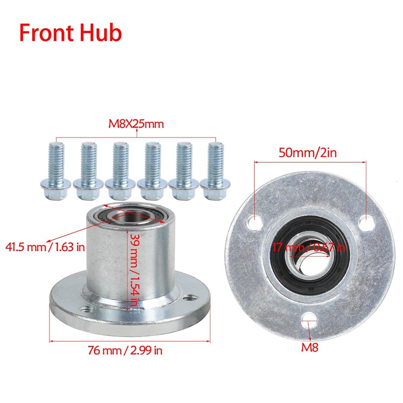 REBEKAMODS Front Wheel Hub 17mm Replacement Parts, 3 Stud Axle