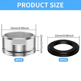 BuxiuGK 6 Pieces Tap Aerator 24mm Male,Faucet Filter Replacement with Gasket Anti Splash Water Saver Spout Filter for Kitchen Bathroom
