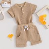 Kuriozud Newborn Baby Boy Summer Clothes Button Short Sleeve Romper