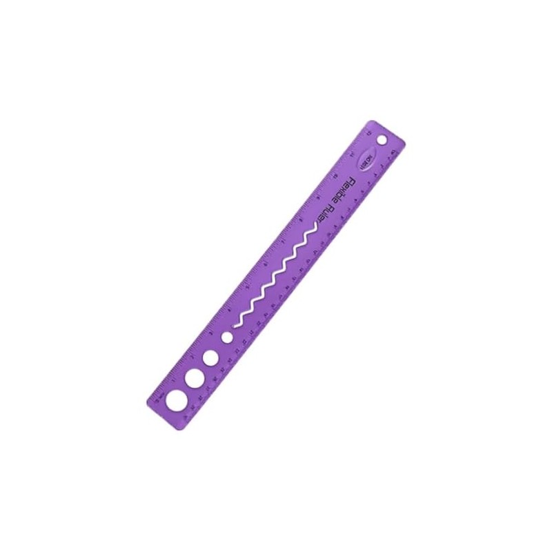 Regla de Plástico Flexible, 30 cm, Transparente (Morado)