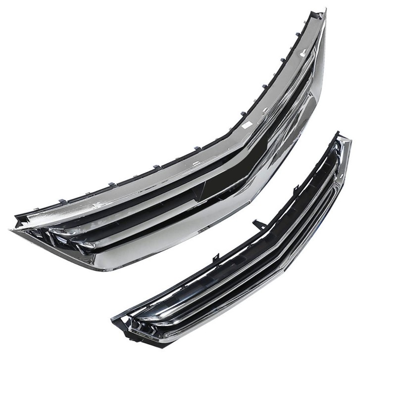 SEBLAFF Upper Lower Front Bumper Grilles Chrome Plastic Replacement for