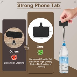 YFWE Universal Phone Tether Tab, Lanyard Tool for Phone, Cell Phone Lanyard Patches for Full Phone Cases (Black x 2)