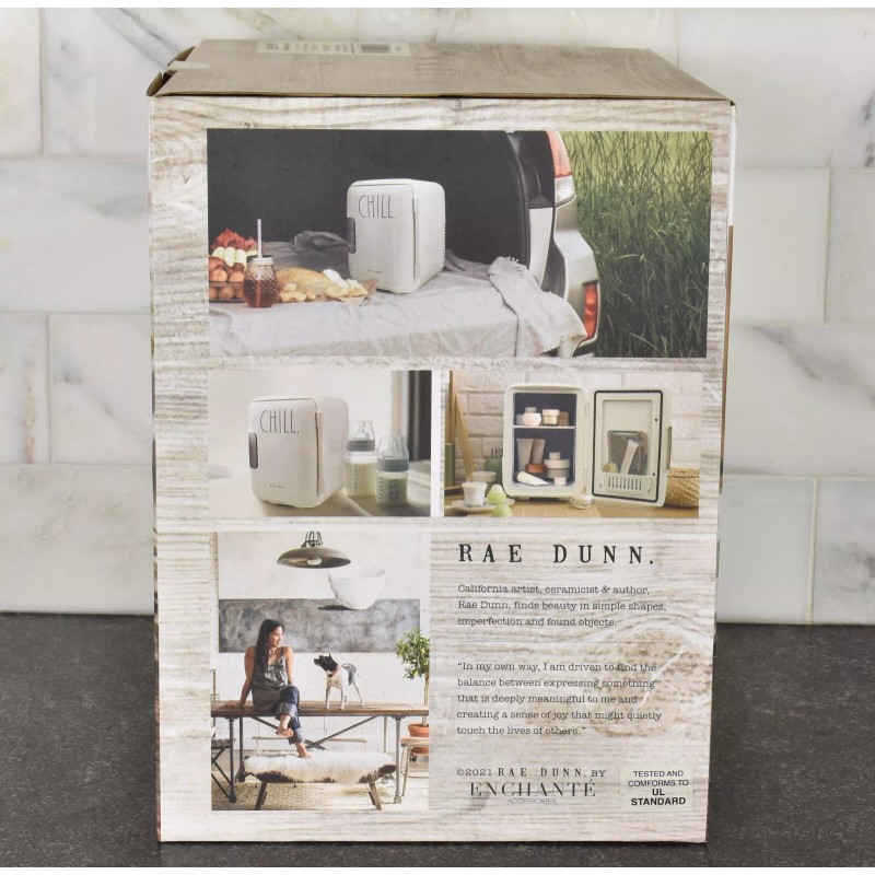 Rae Dunn Mini Fridge “CHILL” – 6-Can Cooler & Warmer