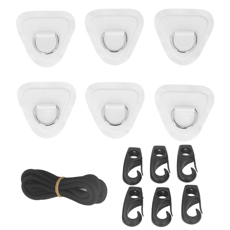 6Pcs PVC D Ring Patch Elastic Rope Set Stainless Steel