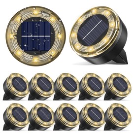 vighep Mini Solar Ground Lights, 12 Pack Solar Lights Outdoor Waterproof, Upgraded LED Flat Landscape Lighting for Outside Pathway Garden Patio Yard Driveway,Warm White