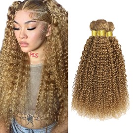 26 26 26 inch Honey Blonde Bundles #27 Human Hair Bundle Brazilian Remy Honey Blonde Kinky Curly Bundle 27 Curly Wave Bundles