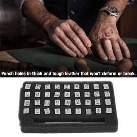 36Pcs Pattern Leather Stamp Puncher Number and Alphabet Stamping Tool Set with Black Box for Leathercraft Saddle Making(6.5mm)