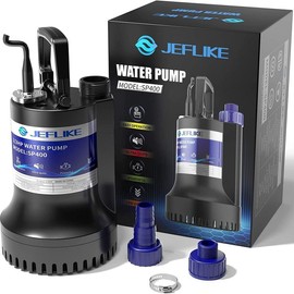 JEFLIKE 1/3HP Water Pump 2500GPH Utility Pump Sump Pump Submersible Thermoplastic Rotatable Handle for Hot Tub Basement Pond Pool Draining - Color: Sump Pump  1/3 HP 2450GPH
