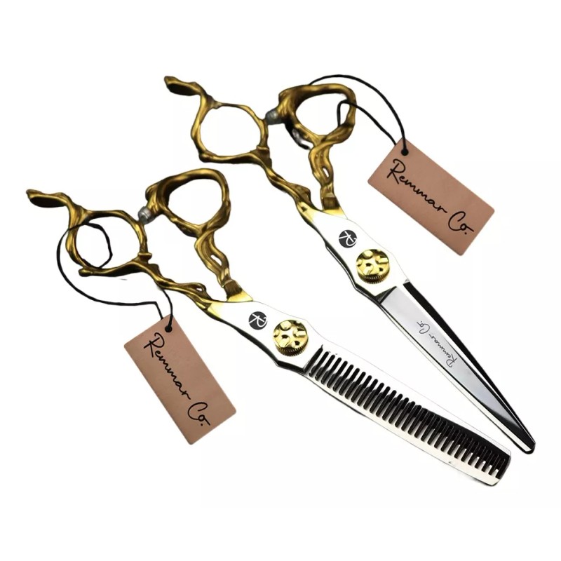 Remmar Co Set 2 Tijeras 6 Pulgadas Estilista Barbero Dorado