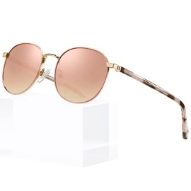 CARFIA Fashion Sunglasses Women's Polarised Round Women's Glasses Metal Frame