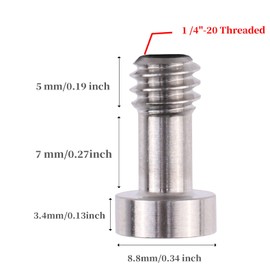 FOTGA 1/4 Inch - 20 Camera Long Screw Hex Screws with Stainless Steel Material for Camera Tripod, Monopod, Tripod, Quick Release Plate (Pack of 4)