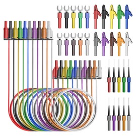 Goupchn Banana Plug Silicone Test Leads Kit 4mm Fully Insulated Safety Shrouded Stackable Banana Plug with Alligator Crocodile Clips Test Fork Back Probe Pins 40PCS for Electrical Testing