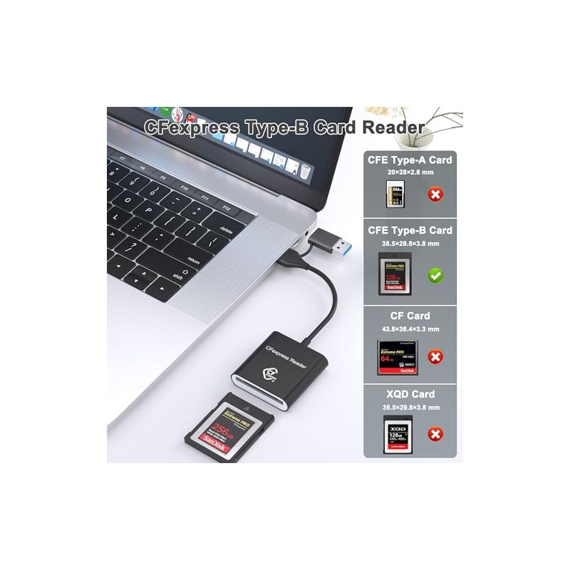 Lector de tarjetas CF Express tipo B con USB 3.2