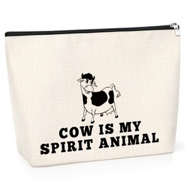 Cow Lover Gift Funny Makeup Bag Cow Themed Gifts for Girl Friend Sister Colleague Daughter Zipper Pouch Christmas Birthday Presents for Sister Besties BFF Travel Cosmetic Pouch