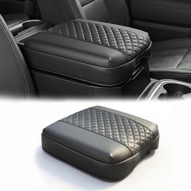 1.2in Thickness Center Console Armrest Cover Compatible with Chevy Silverado & GMC Sierra 2019-2026, Tahoe & Suburban & Yukon 2021-2026, Bucket Seat, Leather Arm Rest Lid Cushion, Anti-Scratch, Black