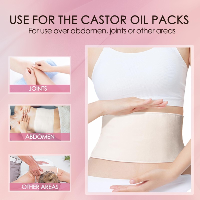 2Pcs Organic Cotton Flannel for Castor Oil Pack Wrap, Unbleached