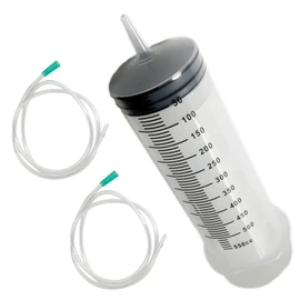 (TUISKU) シリンジ 注射器 500ml プラスチック オイル交換 肥料 液体 計量 1ｍ チューブ 2本セット (500ml)
