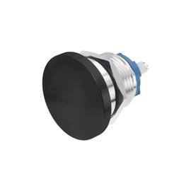 STARELO 16mm Momentary Push Button Switch Mushroom Head,Stainless Steel Metal IP65 Waterproof 2Pin SPST 1NO 5A 250V AC 12V 24V 36V DC 0.63'' Mouting Domed Screw Terminal （Black.