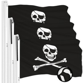 G128 3 Pack: Pirate Jolly Roger Bones Flag | 3x5 Ft | ToughWeave Series Embroidered 300D Polyester | Novelty Flag, Embroidered Design, Indoor/Outdoor, Brass Grommets