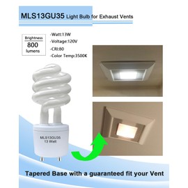 Ignixlite 2 Pack MLS13GU35 Fluorescent Light Bulbs,13W 3500K Replacement for Panasonic VQL5 Exhaust Fans,Ceiling Bath Fan Heater/Light, GU35 Base, 3500K