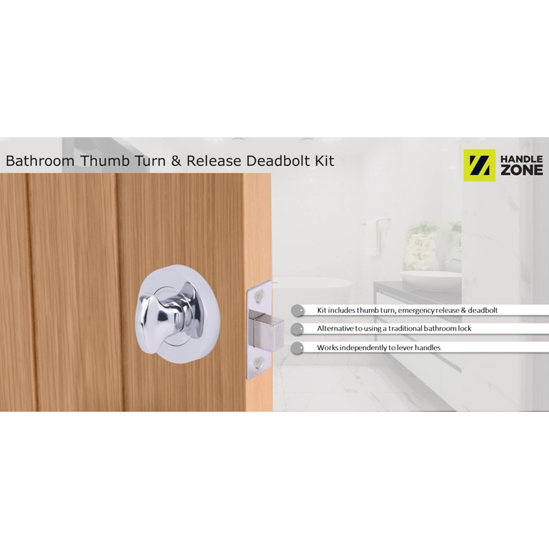 HANDLEZONE® Bathroom Toilet Door Thumb Turn and Release Deadbolt Kit
