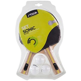 Stiga Unisex's Sonic Tabletennis Racket and Ball Set, Black/Red, One Size
