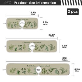 Flower Herbs Leaves Faucet Water Catcher Mat 2 Pack Green Plants Collections Farmhouse Drying Mat Absorbent Bathroom Faucet Handle Drip Catcher Tray Bar RV Kitchen Sink Splash Guard 23x5 Inches