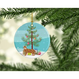 Caroline's Treasures Bengal #2 Cat Merry Christmas Ceramic Ornament Christmas Tree Hanging Decorations for Home Christmas Holiday, Party, Gift, 3 in, Multicolor