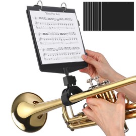 Somivrusa Trumpet Marching Lyre 2 in 1 Adjustable Trumpet & Snare Drum Marching Band Lyre, Music Flip Folder with 10 Double-Sided Folio Pages Marching Band Accessory