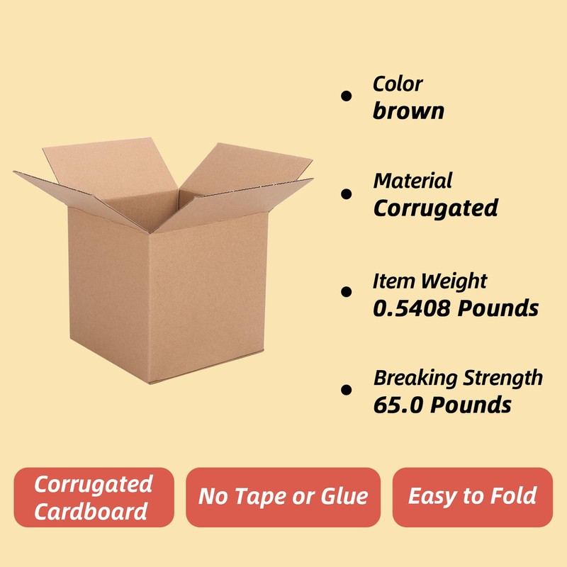 Schliersee 6x6x6 Shipping Boxes Mailers Set, Kraft Corrugated Cardboard Brown