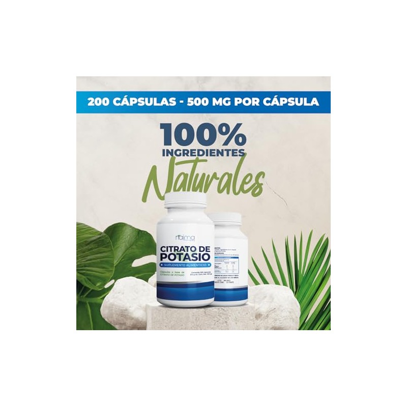 NAIMA Citrato de Potasio 200 Cápsulas | Suplemento Alimenticio |