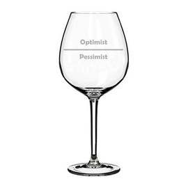 20 oz Jumbo Wine Glass Funny Optimist Pessimist