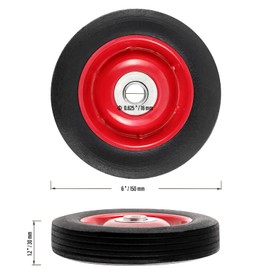 MUKLEI 5 Pack 6 x 1.2 Inch Solid Rubber Flat Free Tire, Hand Truck Wheel with Ball Bearing and 5/8 Inch Axle Diameter, Solid Rubber Wheel, 350 lbs Capacity